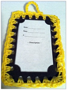 crochet hang tag